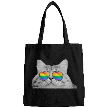 Discover Funny Cat Pride LGBTQ Sunglasses Rainbow Flag Bags