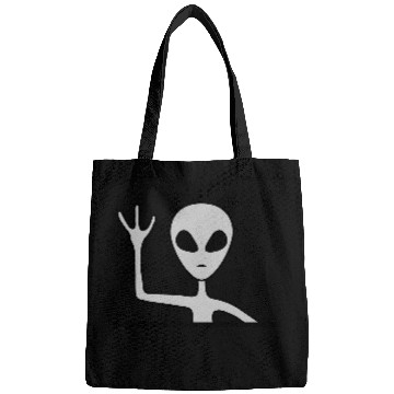 Discover Gray male alien waving Bags