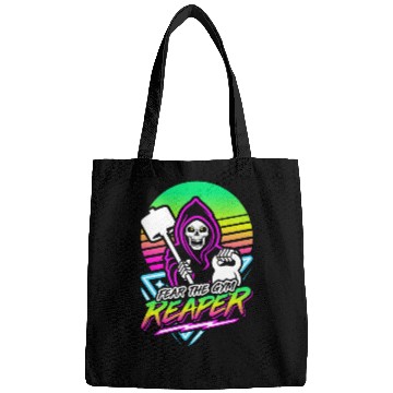 Discover Fear The Gym Reaper Fitness Retro Neon Synthwave Bags
