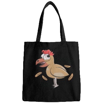 Discover Crazy Shocked Farm Chicken Funny Cartoon White Bags