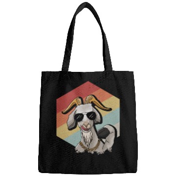 Discover Cool Retro Goat With Sunglasses Bags