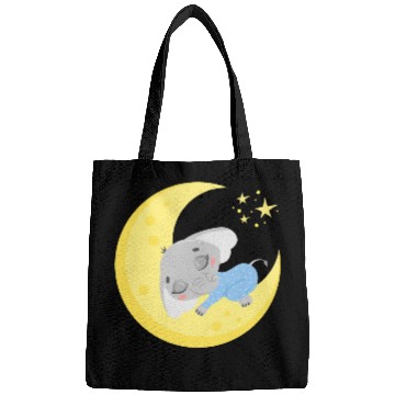 Discover cute elephant sleeping in the moon Bags