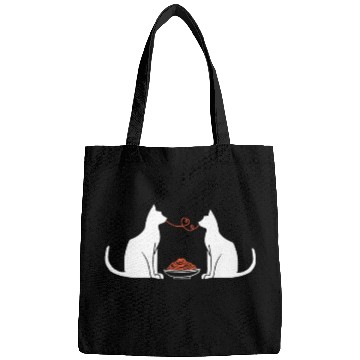 Discover Funny Valentines Day Cat Lover Eating Spaghetti Bags