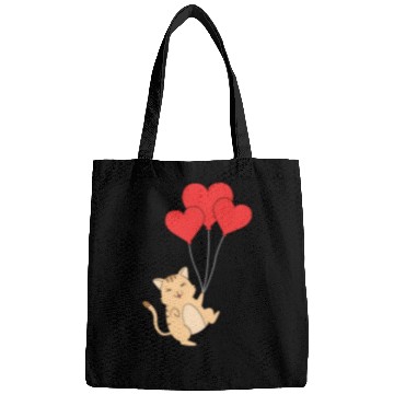 Discover Funny Valentines Day Cat Lover Heart Ballons Kitty Bags