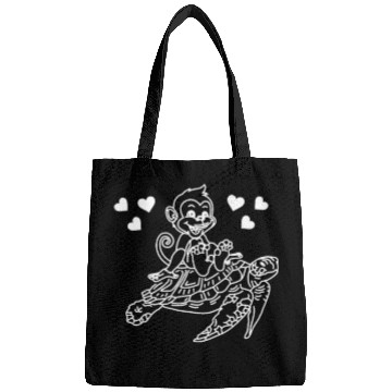 Discover Sea Turtle And Monkey Lover - Funny Monkey Turtle Bags