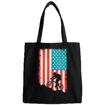 Discover mountain biking american flag Bags
