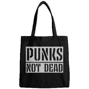 Discover punks not dead quote Bags