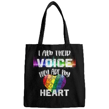 Discover Autism Teacher I Am Their Voice They Are My Heart Bags