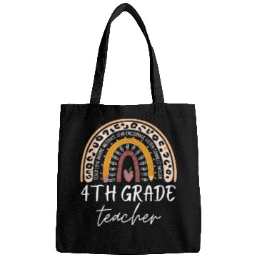 Discover 4th grade teacher leopard rainbow back to school Bags