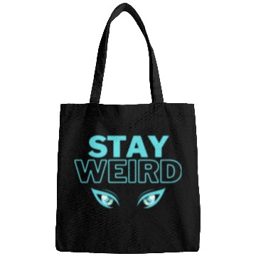 Discover stay weird teal blue Bags