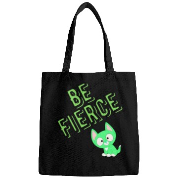 Discover be fierce with cat green Bags