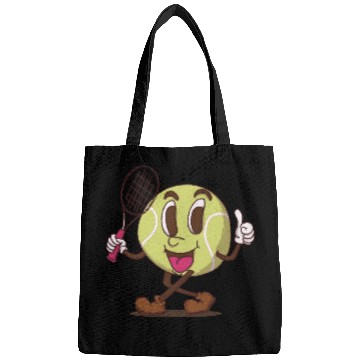 Discover funky tennis ball walking cartoon face retro style Bags