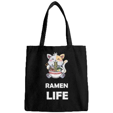 Discover ramen life cat eat Bags