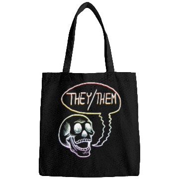 Discover LGBTQ+ Rainbow Pride They Them Pronouns Skull Bags