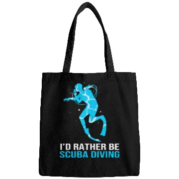 Discover Funny Scuba Diver Id Rather Be Scuba Diving Bags