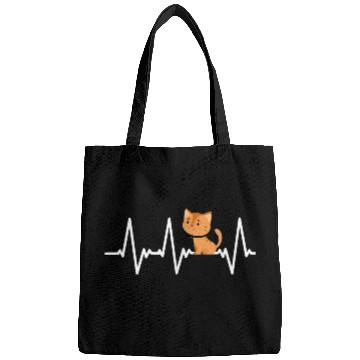 Discover cat lover heartbeat Bags