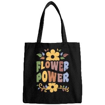 Discover Flower Power 1960's Hippie Floral Funny Saying Bags