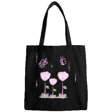 Discover butterfly pink flowers nature Bags