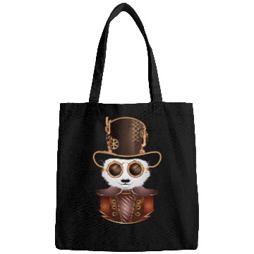 Discover Steampunk panda bear with cylinder hat and goggles Bags
