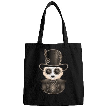 Discover Steampunk Panda with Top Hat & Goggles in Sepia Bags