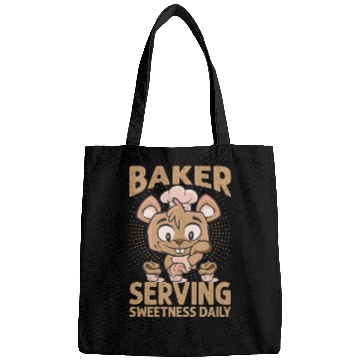 Discover Baker Serving Sweetness Daily - Cakes - Funny - Ba Bags