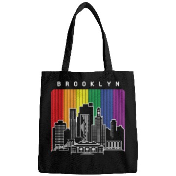 Discover Brooklyn New York Skyline Rainbow Flag Bags