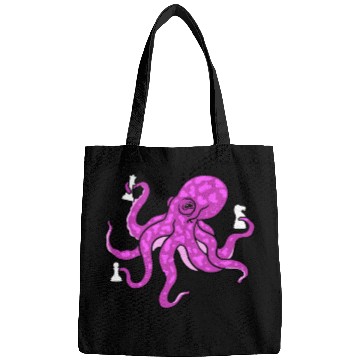 Discover Octopus Playing Chess for Octopus Lover Bags