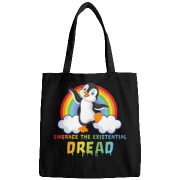 Discover Embrace The Existential Dread Penguin Rainbow Bags
