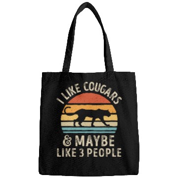 Discover I Like Cougars and Maybe 3 People Retro Sunset Vin Bags