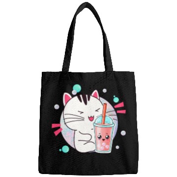Discover Kawaii Anime Cat Bubble Tea Fan Bags