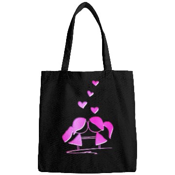 Discover Loving couple lesbian pink glitter love Bags
