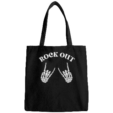 Discover rock out skeleton hand pace sign rock and roll Bags
