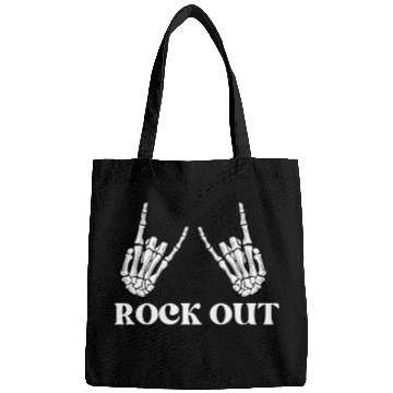 Discover rock and roll rock out skeleton hand peace sign Bags