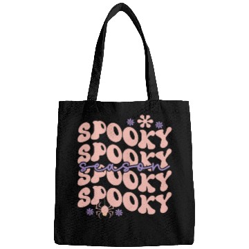 Discover Spooky Spooky Season Cute Retro Wavy Text Design Bags