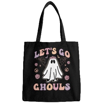 Discover Let's Go Ghouls Scary Retro Ghost Gift For Girls Bags
