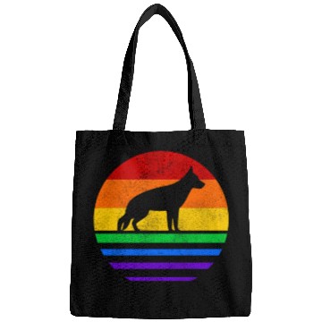 Discover LGBT German Shepherd Rainbow Flag Bags