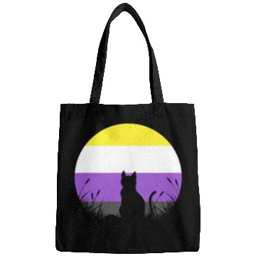 Discover Cat Moon LGBT Nonbinary Flag Bags