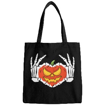 Discover Skeleton Hand Heart Sign Funny Halloween Bags