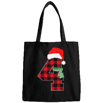 Discover Number 4 Christmas Theme Xmas 4th Bday 4 Year Old Bags