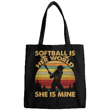 Discover Softball Is Her World She Is Mine Funny Softball Bags