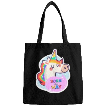 Discover Born This Way Pride LGBT Queer Unicorn Sticker Bags