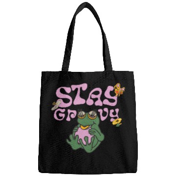 Discover Stay Grvy - Pink Dark Green Typecentric Bags