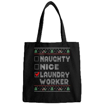 Discover Naughty Nice Laundry Worker, Matching Christmas Bags