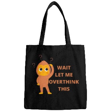 Discover 'Wait let me overthink this' funny monkey design Bags