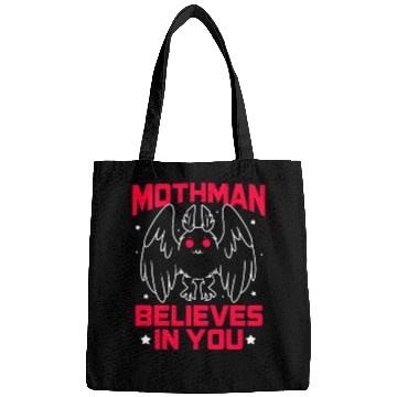 Discover Funny Cryptid Gothic Mothman Believes In You Bags