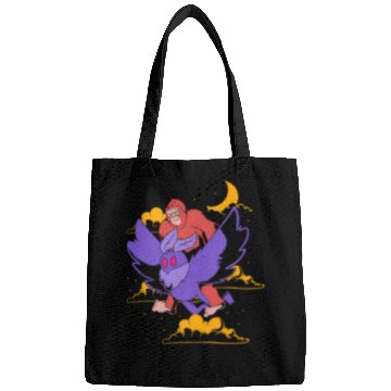 Discover Bigfoot Riding Mothman Funny Cryptozoology Bags