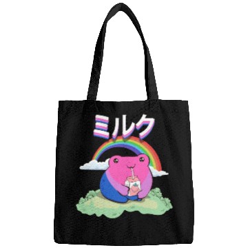 Discover Kawaii Frog Strawberry Milk Bisexual Pride Flag Bags