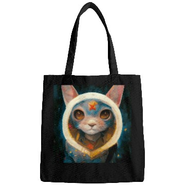 Discover Realistic cat in space painting Bags