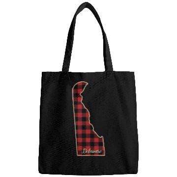 Discover Delaware Buffalo Plaid Silhouette Home State Pride Bags