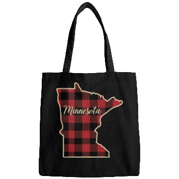 Discover Minnesota Buffalo Plaid Silhouette Home State Bags